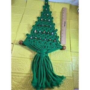 Vintage Christmas Tree Macrame Hanging Bells 60s 70s Retro 24”